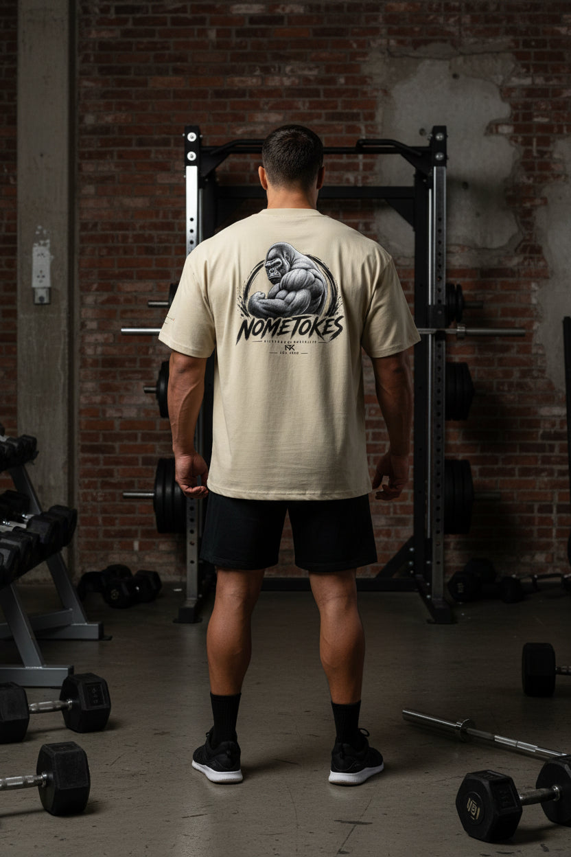 Camiseta Gran Big Bro Silverback Mentality en piedra, vista trasera — NMTK