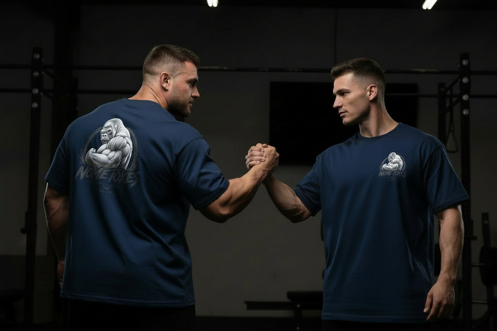 Camiseta Gran Big Bro Silverback Mentality en azul marino francés, vista trasera — NMTK
