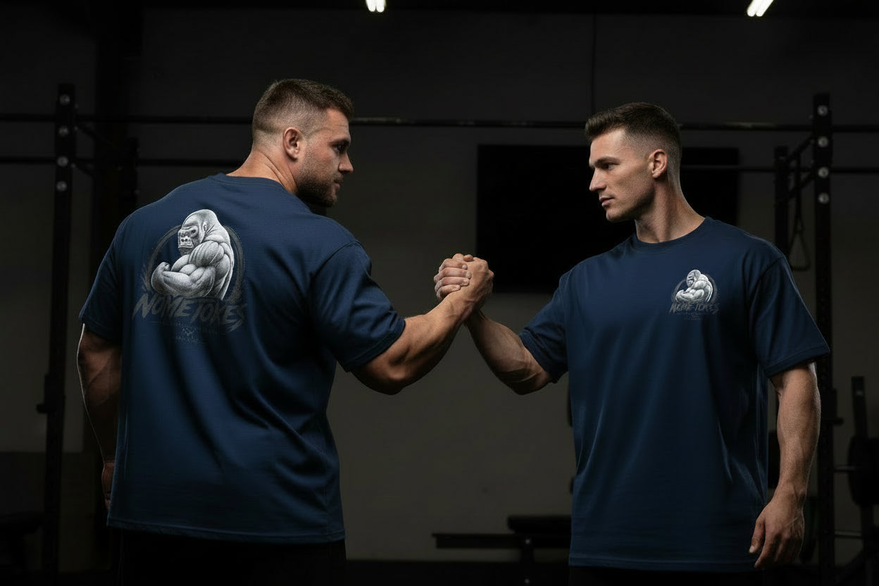 Camiseta Gran Big Bro Silverback Mentality en azul marino francés, vista trasera — NMTK