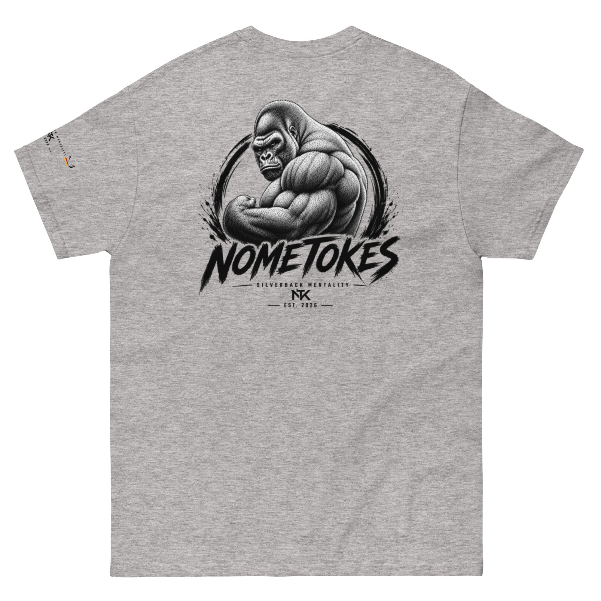 Camiseta base Silverback Mentality en gris deportivo, vista trasera — NMTK