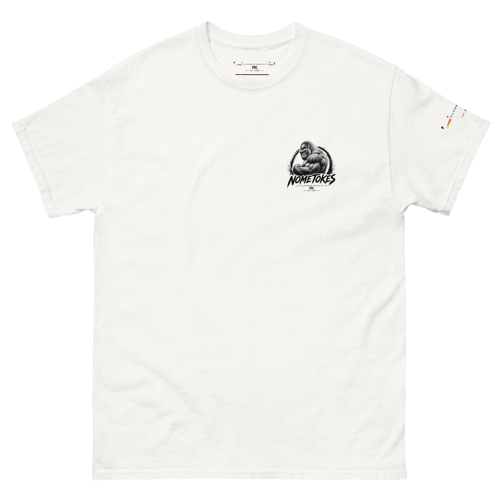 Camiseta base Silverback Mentality en blanco, vista frontal — NMTK