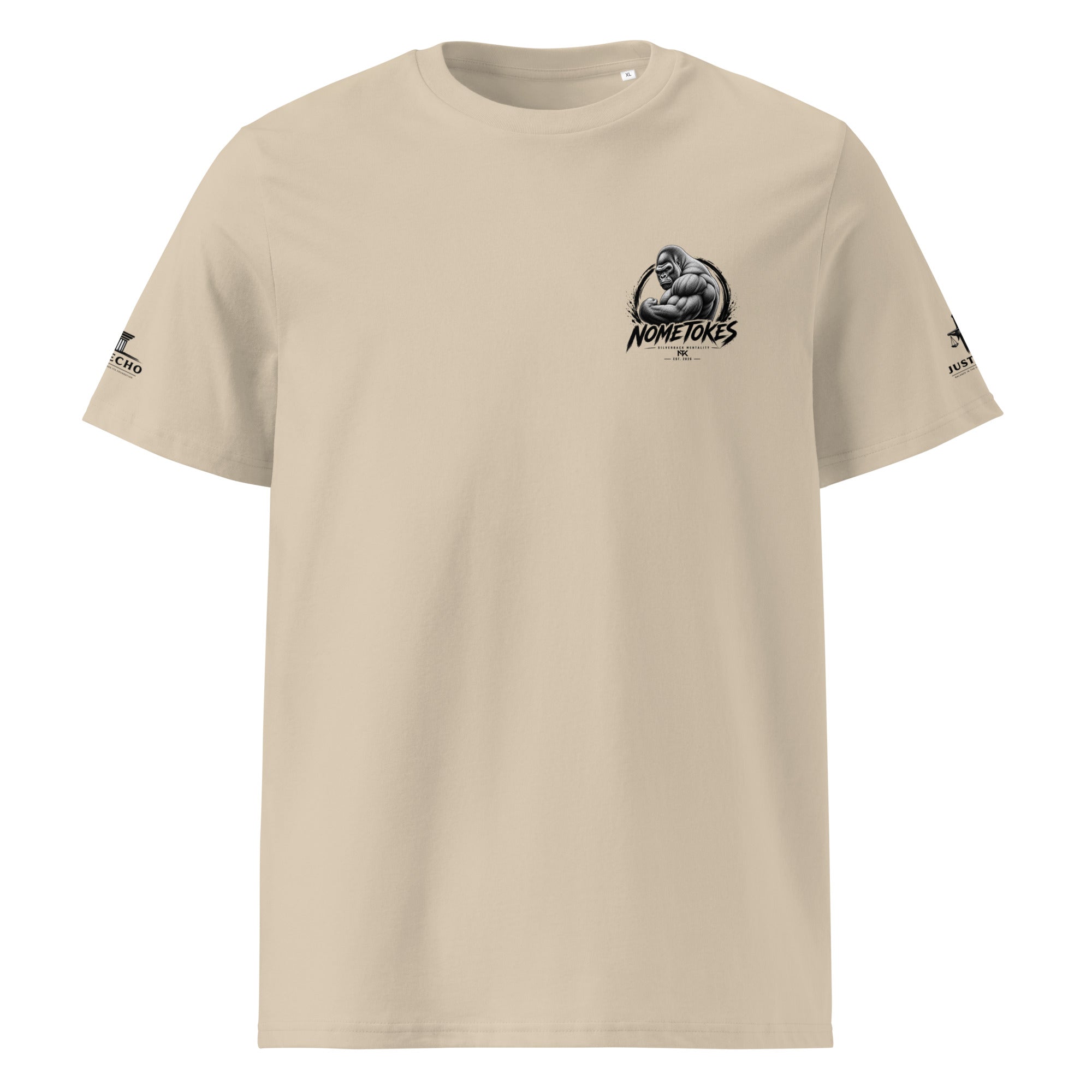 Camiseta Gran Bro Derecho & Justicia en arena, vista frontal — NMTK