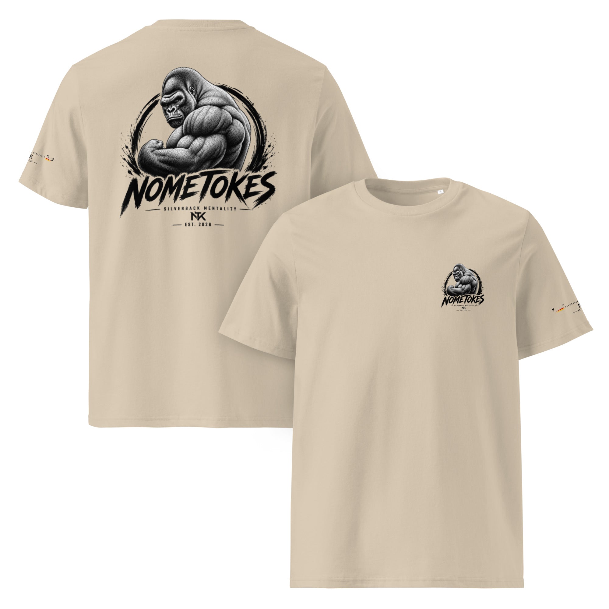 Camiseta GymBro Silverback Mentality, vista frontal y trasera — NMTK