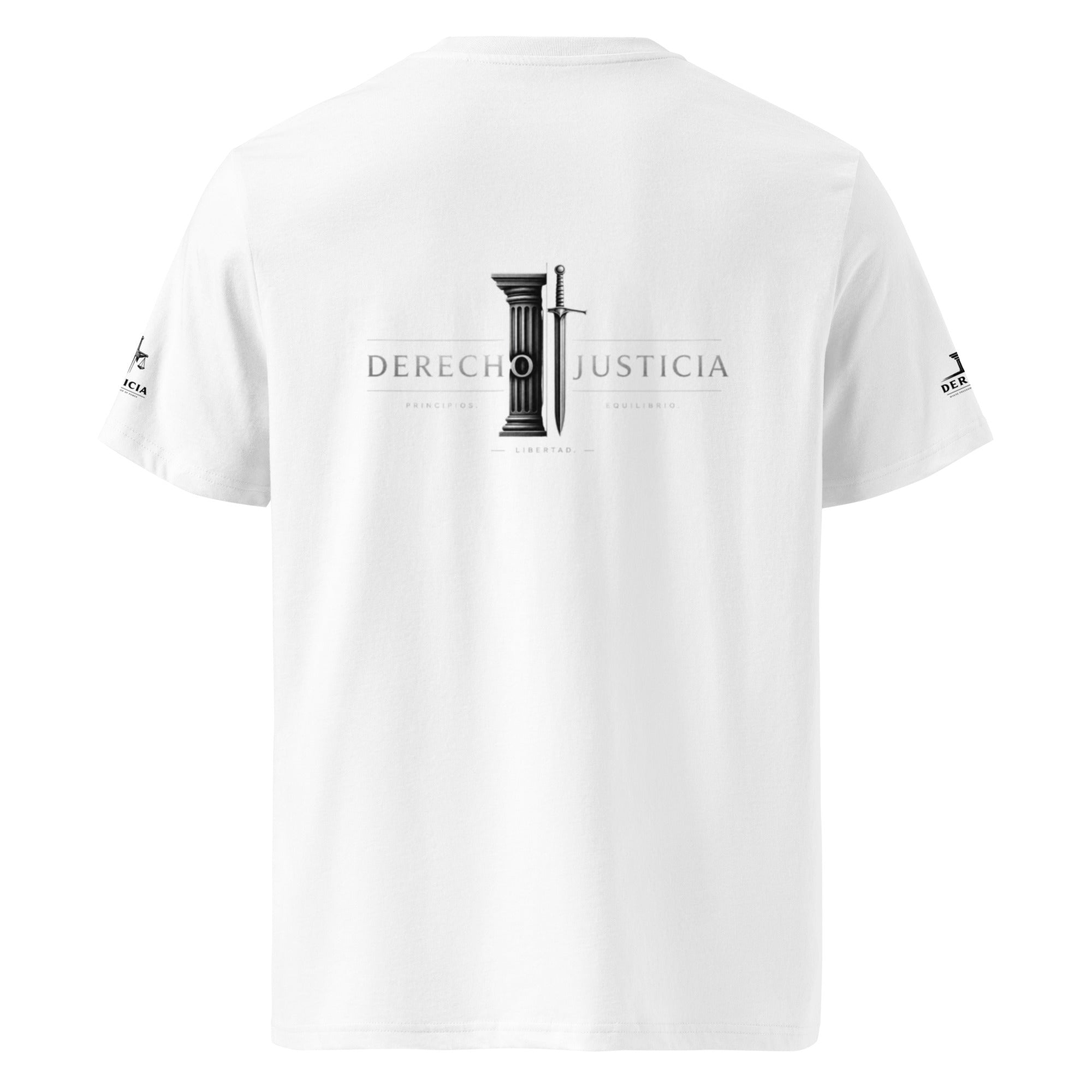 Camiseta Gran Bro Derecho & Justicia en blanco, vista trasera — NMTK