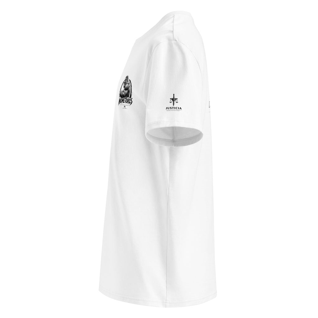 Camiseta Gran Bro Derecho & Justicia en blanco, lateral izquierdo — NMTK