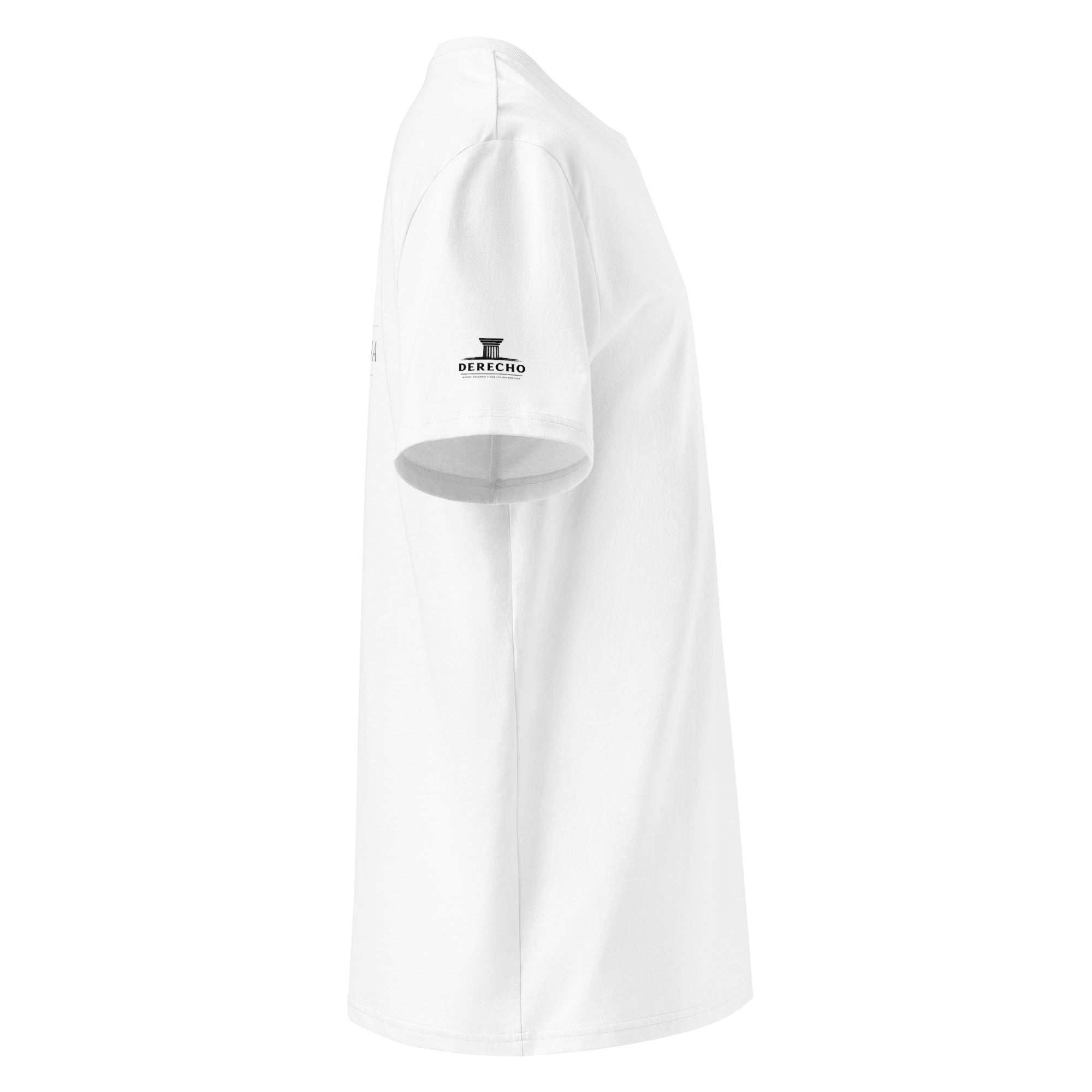 Camiseta Gran Bro Derecho & Justicia en blanco, lateral derecho — NMTK