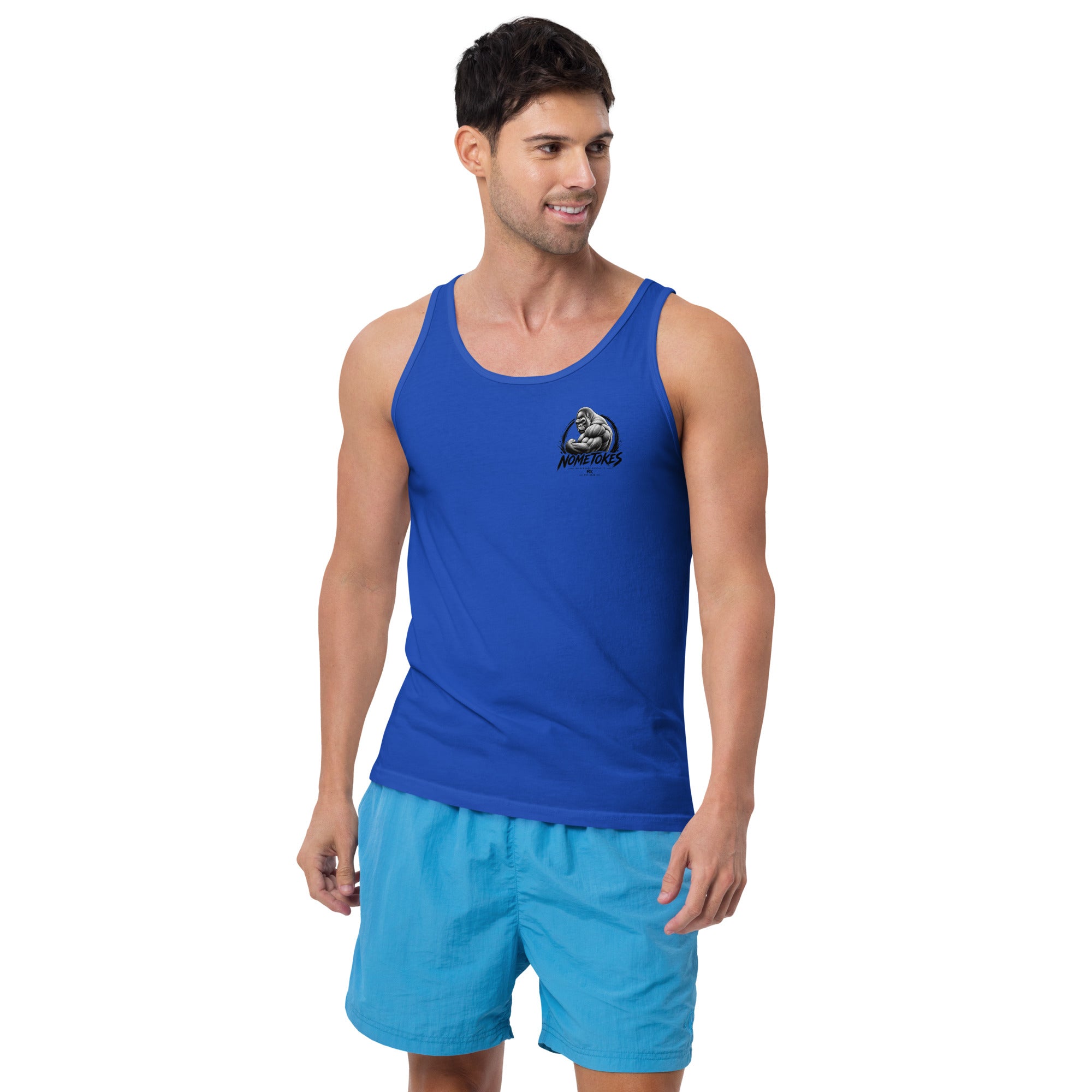 Camiseta de Tirantes Hombre Gym Derecho & Justicia en azul royal, vista frontal — NMTK